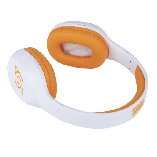 Auriculares Konix Naruto inalámbricos Bluetooth 5.3 gaming con micrófono y cable 3,5 mm naranja y blanco