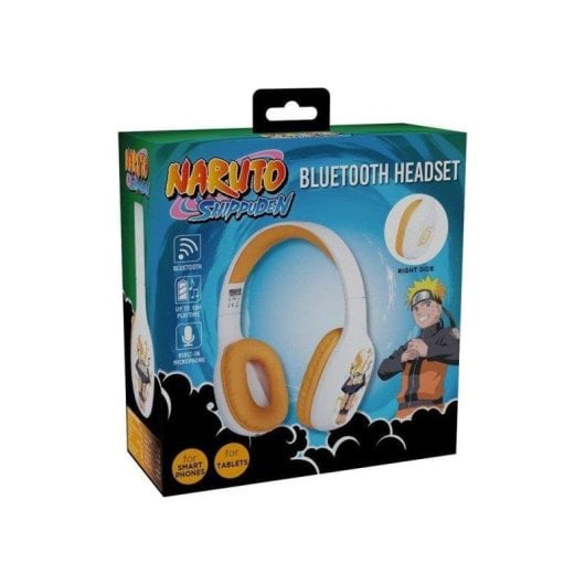 Auriculares Konix Naruto inalámbricos Bluetooth 5.3 gaming con micrófono y cable 3,5 mm naranja y blanco