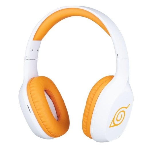 Auriculares Konix Naruto inalámbricos Bluetooth 5.3 gaming con micrófono y cable 3,5 mm naranja y blanco