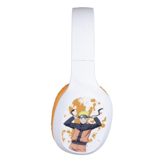 Auriculares Konix Naruto inalámbricos Bluetooth 5.3 gaming con micrófono y cable 3,5 mm naranja y blanco