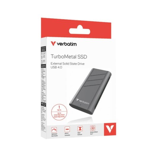 Disco Duro Verbatim TurboMetal 1TB SSD USB4 40 Gbit/s Ventilador