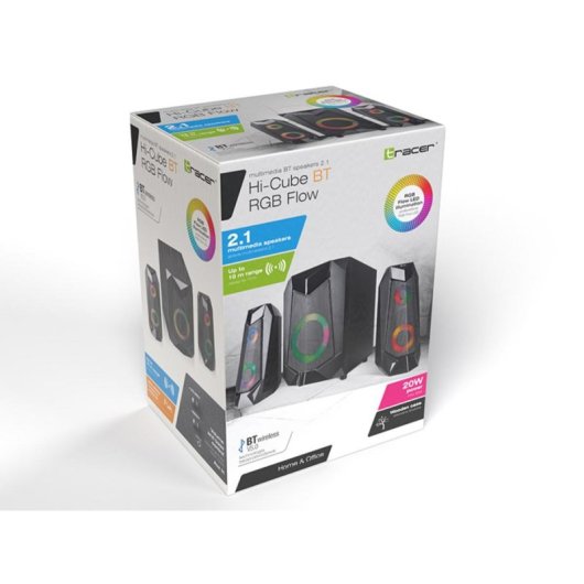 Altavoces Tracer Alámbricos 20W avec Bluetooth et rétroéclairage noir