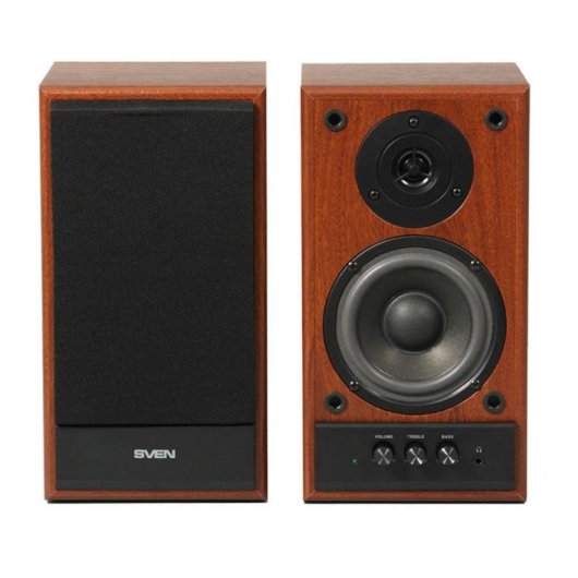 Altavoces Sven Alámbricos 2.0 40W Negro y Madera con Tweeter y Control Rotary