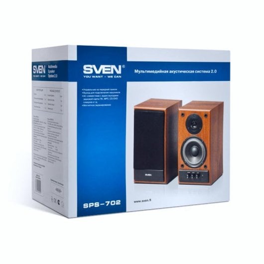 Altavoces Sven Alámbricos 2.0 40W Negro y Madera con Tweeter y Control Rotary