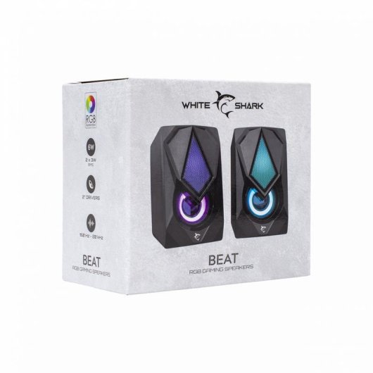 Colunas White Shark BEAT 2.0 com fio 6 W com iluminação USB
