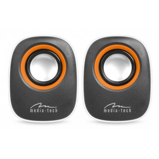 Colunas Media-Tech 2 vias com fio 6 W preto e branco com conector 3,5 mm