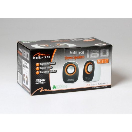 Colunas Media-Tech 2 vias com fio 6 W preto e branco com conector 3,5 mm