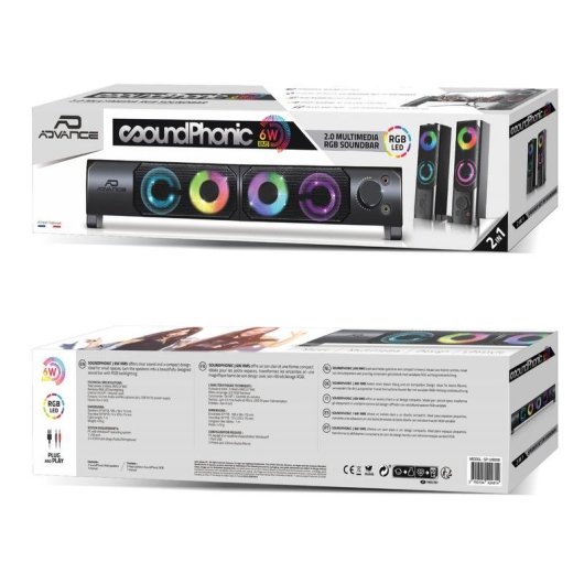Altavoces Advance SoundPhonic 2.0 RGB Alámbricos 6W con retroiluminación LED
