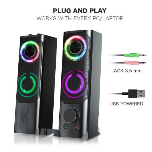 Altavoces Advance SoundPhonic 2.0 RGB Alámbricos 6W con retroiluminación LED