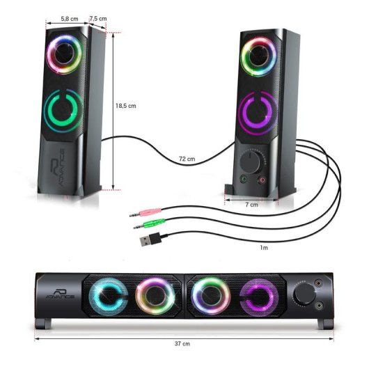 Altavoces Advance SoundPhonic 2.0 RGB Alámbricos 6W con retroiluminación LED