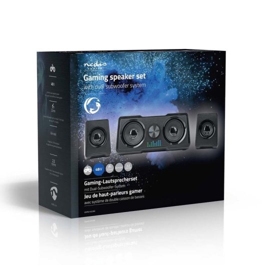 Colunas Nedis Gaming 2.2 Com Fios 16W com Subwoofer Duplo e Retroiluminação