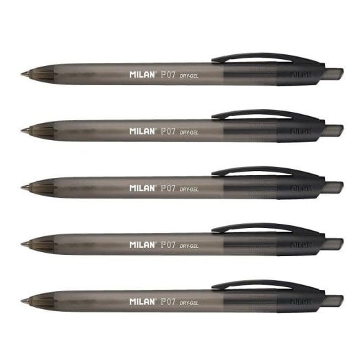 Bolígrafo Roller Milan P07 Dry-Gel Pack 5 Unidades Tinta Negra