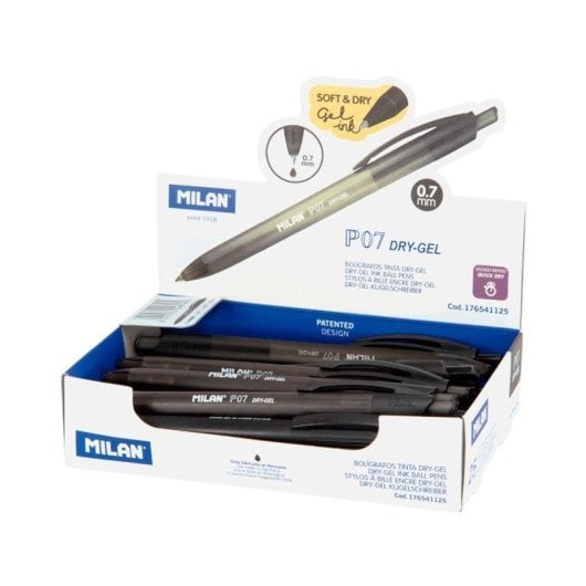 Bolígrafo Roller Milan P07 Dry-Gel Pack 5 Unidades Tinta Negra