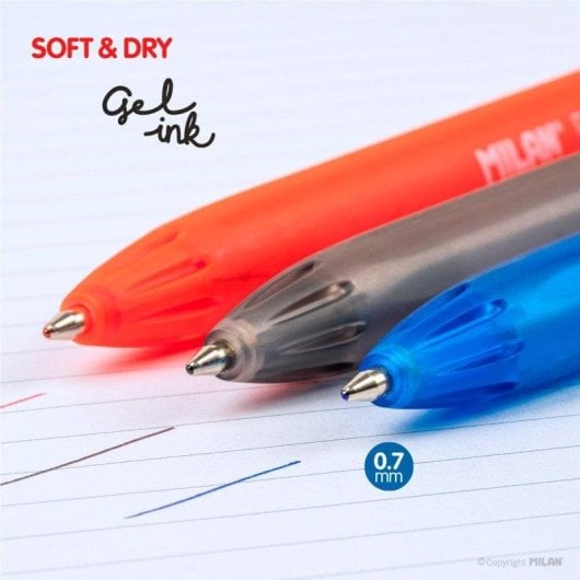 Bolígrafo Roller Milan P07 Dry-Gel Pack 5 Unidades Tinta Negra