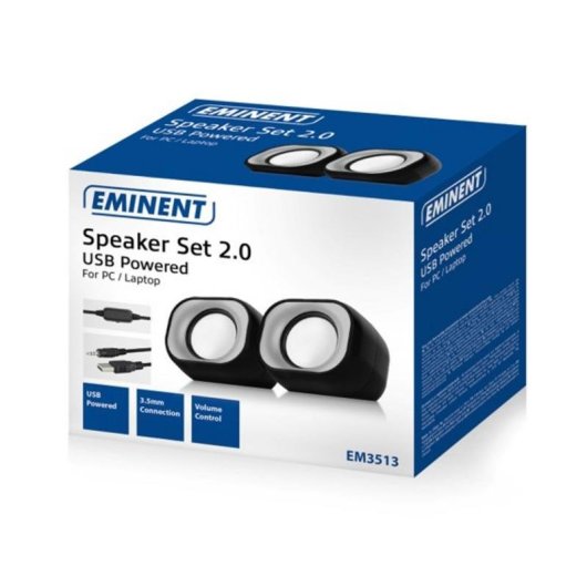 Colunas Eminent com fios 2.0 canais 6W USB com controlo de volume