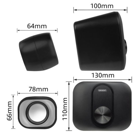 Haut-parleurs Eminent 2.1 câblés USB 11W pour PC portable noir