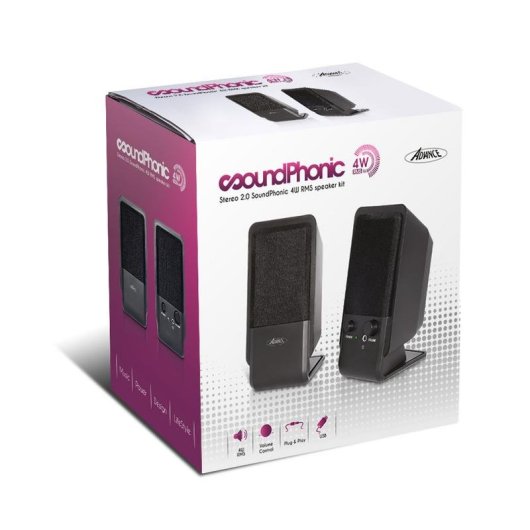 Altavoces Advance SoundPhonic 2.0 Alámbricos 4 W con control rotativo y LED
