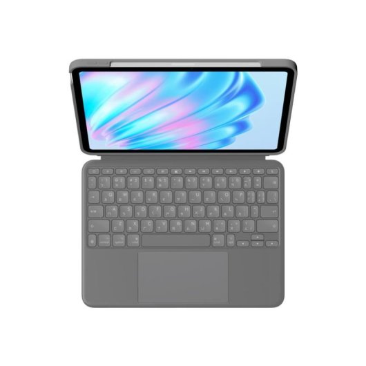 Cover con Tastiera Logitech Combo Touch per iPad Air 11" M2, QWERTZ Svizzero, Trackpad, Grigio