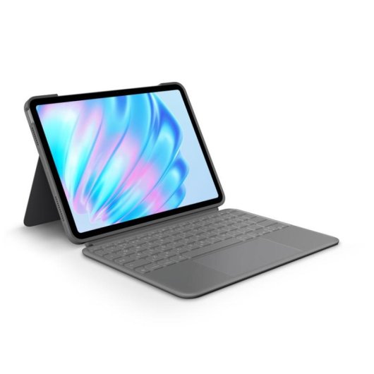 Cover con Tastiera Logitech Combo Touch per iPad Air 11" M2, QWERTZ Svizzero, Trackpad, Grigio