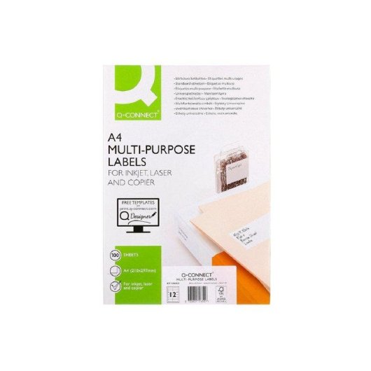 Etiquetas Adhesivas Q-Connect KF10652 12 Etiquetas/Hoja A4 96.5x42.3mm
