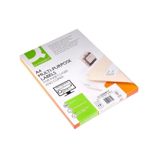 Etiquetas Adhesivas Q-Connect KF10652 12 Etiquetas/Hoja A4 96.5x42.3mm
