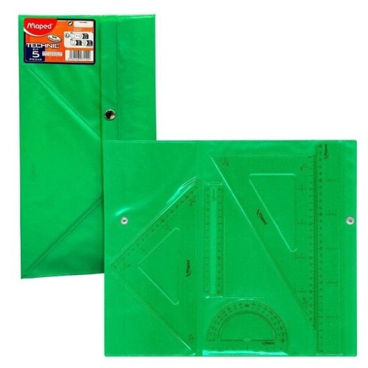 Kit de geometría Maped 5 piezas transparentes con bolsa de cierre