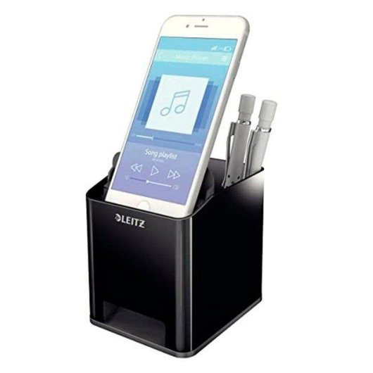 Cubilete Portalápices Leitz Sound Wow con Amplificador de Sonido Negro