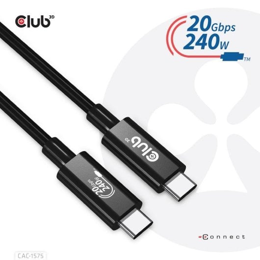 Cable USB-C Club 3D CAC-1575 2 m USB4 Gen 2x2 20 Gbit/s Negro