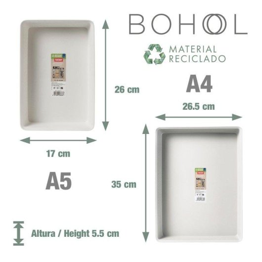 Cesta Organizadora Cajones Tatay Bohol A6 Plástico Reciclado Sky White