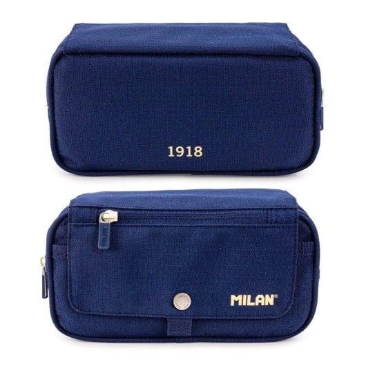 Astuccio Triplo Milan 1918 Blu con Materiale Scolastico Incluso, 4 Cerniere