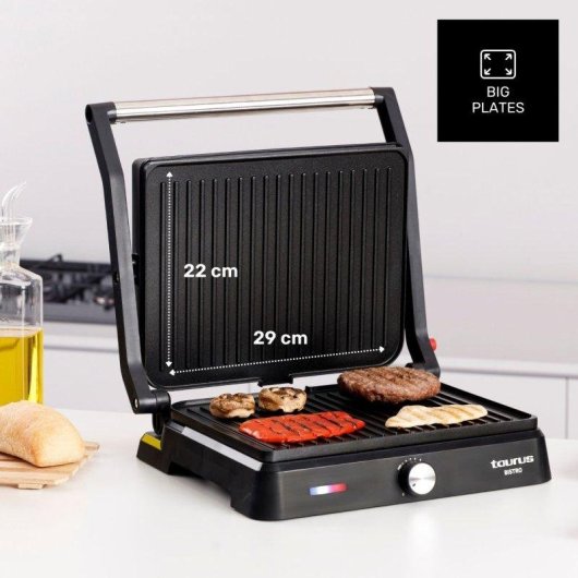 Grill Bistro Taurus 2 en 1 2600W Plancha y Grill 29x23 cm Antiadherente