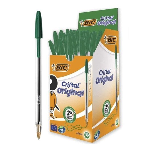 Bic Cristal Original Penna Tinta Olio Verde 50 Pezzi