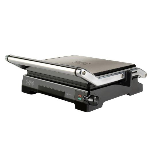 Parrilla Grill Eléctrica Black+Decker 2200W 29x23cm Apertura 180º