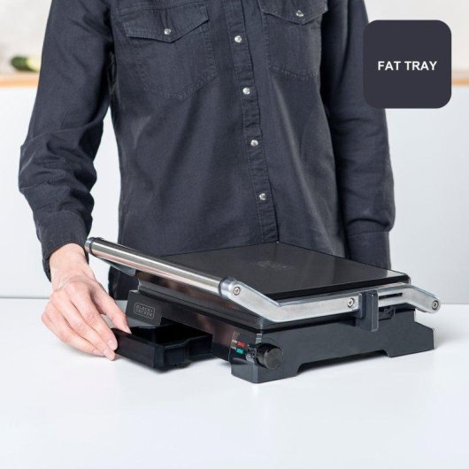 Parrilla Grill Eléctrica Black+Decker 2200W 29x23cm Apertura 180º