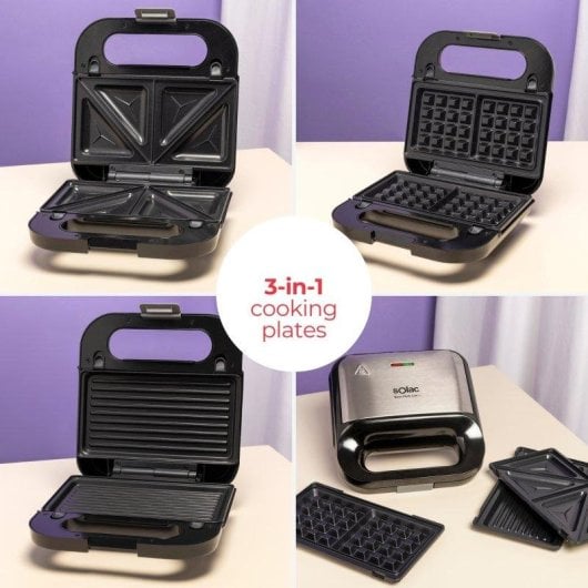 Sandwichera Solac Buon Piatti 3 en 1 750W Placas Intercambiables Antiadherente
