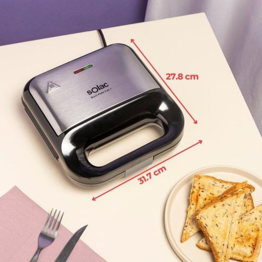 Sandwichera Solac Buon Piatti 3 en 1 750W Placas Intercambiables Antiadherente