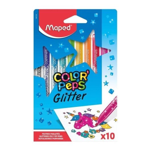 Estuche de 10 Rotuladores Maped Color'Peps Glitter Lavables
