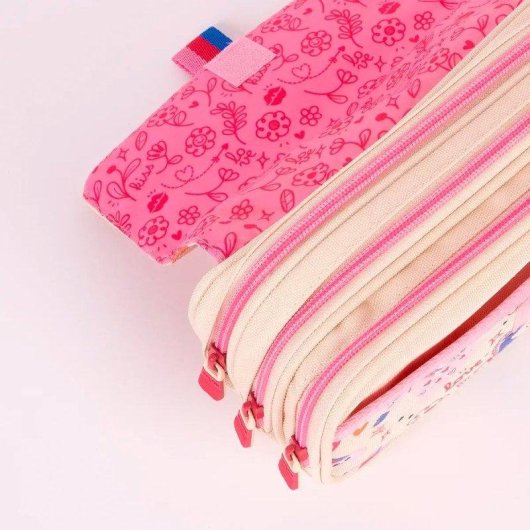 Estuche Portatodo Triple Milan Flowicorn Con Diseño de Unicornios