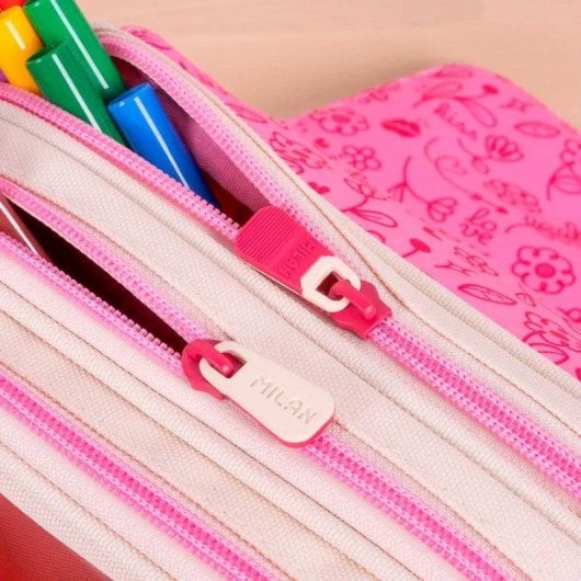 Estuche Portatodo Triple Milan Flowicorn Con Diseño de Unicornios