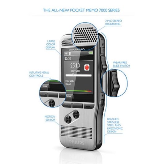 Dictaphone Philips DPM 7200 32 Go 2.4" USB MicroUSB Lithium-ion
