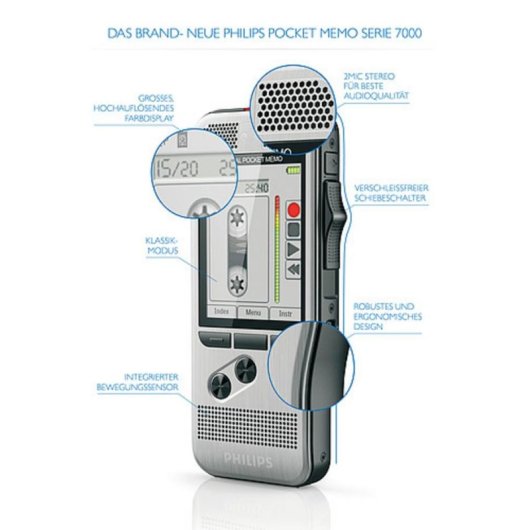 Dictaphone Philips DPM 7200 32 Go 2.4" USB MicroUSB Lithium-ion