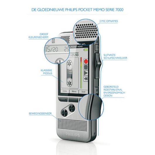 Dictaphone Philips DPM 7200 32 Go 2.4" USB MicroUSB Lithium-ion