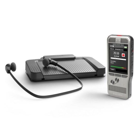 Grabadora de voz Philips DPM6700/03 con pedal de control y auriculares estéreo