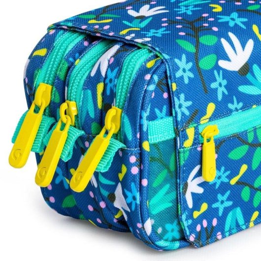Estuche Escolar Triple ColePack Design Grafoplás Blue Garden con 40 Utensilios
