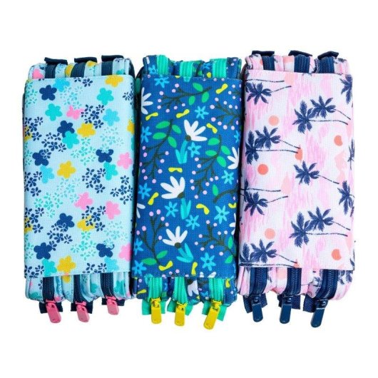 Estuche Escolar Triple ColePack Design Grafoplás Blue Garden con 40 Utensilios
