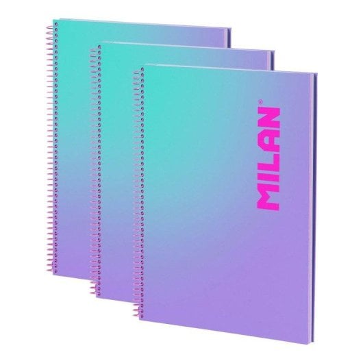 Cuadernos A4 Milan Sunset Pack 3 Unidades Espiral Tapa Dura Lila