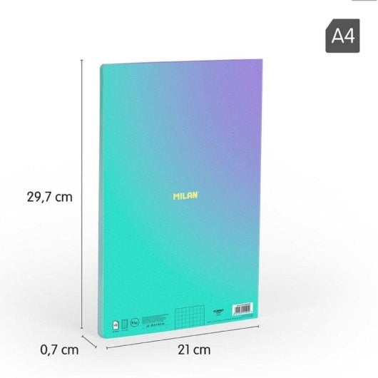 Libreta Milan A4 Cuadriculada 48 Hojas 95gr Pack 3 Unidades Turquesa