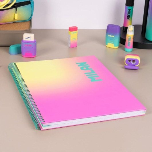 Pack 3 Cuadernos A4 Milan Sunset Pautados 90 Hojas Espiral Tapa Dura