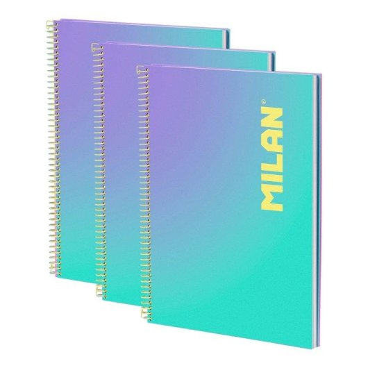 Pack 3 Cuadernos A4 Milan Sunset Pautados 90 Hojas Turquesa