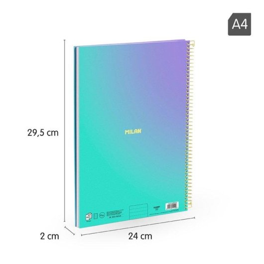 Pack 3 Cuadernos A4 Milan Sunset Pautados 90 Hojas Turquesa